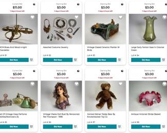 Brass & Wood Chandelier, Costume Jewelry, Ceramic Planter, Fenton Glass Vase, Perfume Bottles/Atomizers, Vlasta Doll Bust, Knickerbocker Toy Co Mohair Teddy Bear, Victorian Bridal Basket