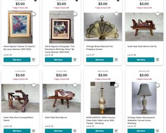 Leroy Neiman Hand Signed, Peacock Fan Fireplace Screen, Solid Teak Root Furniture, Monumental Italian Lamp, Alabaster Lamp