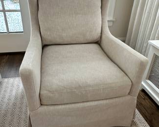 (2) Walter E. Smithe linen swivel chairs 32"W x 43"D x 42"H - $500 each