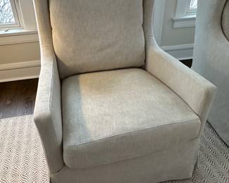 (2) Walter E. Smithe linen swivel chairs 32"W x 43"D x 42"H - $500 each