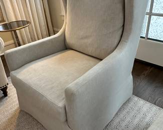 (2) Walter E. Smithe linen swivel chairs 32"W x 43"D x 42"H - $500 each