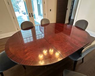 Hickory White dining table (shown with leaf); includes pads 64" diameter with 24" leaf - $3000
