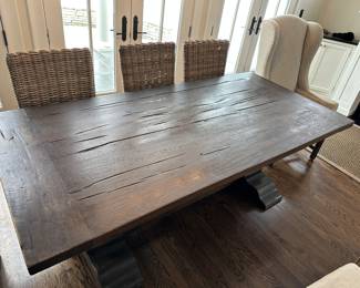 Restoration Hardware reclaimed Russian oak baluster rectangular extension dining table; includes 2-18" breadboard extensions 84"-120"L x 39"W x 30"H - $1000