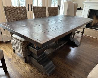 Restoration Hardware reclaimed Russian oak baluster rectangular extension dining table; includes 2-18" breadboard extensions 84"-120"L x 39"W x 30"H - $1000