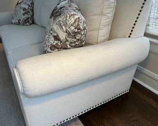 Walter E. Smithe linen sofa (as is - see small tear in next photo) 93"W x 48"D x 38"H - $350