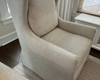 (2) Walter E. Smithe linen swivel chairs 32"W x 43"D x 42"H - $500 each