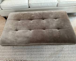 Walter E. Smithe upholstered ottoman with lucite legs 48" x 30" x 19"H - $300