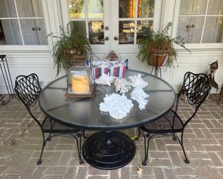 Glass top table and 2 chairs