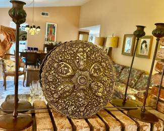 Buffalo Studios bronze candlesticks In Tiffany Style