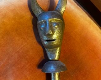 Persian antique horned devil ceremonial mace. Rare!!