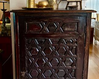 Antique French Country cupbord with silver drawers and shelves  