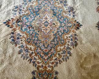 Cream/ blue  Persian wool rug. 