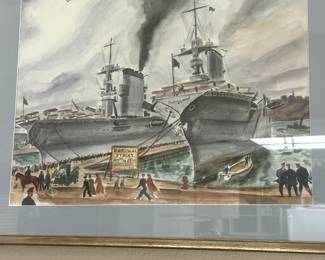 Listed artist  Bertram Hartman  watercolor 1934  