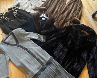 Minks full length and shawls. Lots of vintage clothes