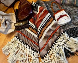 Vintage 1970’s poncho. Vintage bags as well
