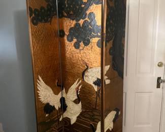 Oriental crane hand painted screen 