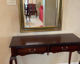 Entry Way Table And Heavy Framed Mirror