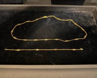14K Gold Necklace And Matching Bracelet