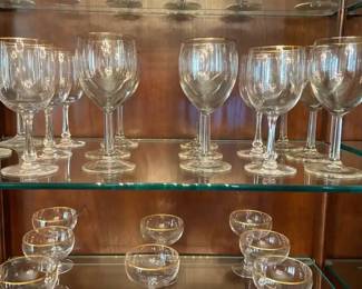Lot Of Gold Rimmed Wine Glasses