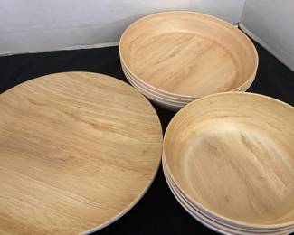 Plastic Wood Design Dinner Set
