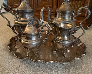Sheffield&nbsp;&nbsp;silver on copper coffee/tea service