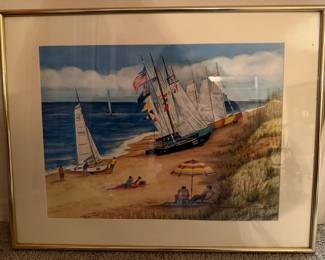 Original water color “ catamaran Racing” by Koreen Damelio local artist