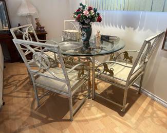 Metal and glass table. 
