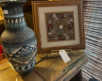 Native American base and sand art painting.