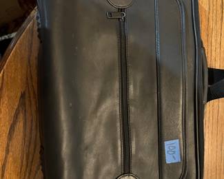 Black leather laptop bag