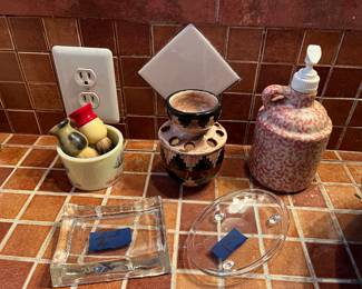 Bathroom soap trays and dishes
