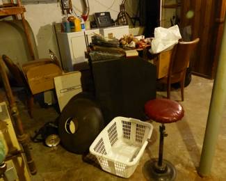 Loaded basement with tools, electronics, vintage cameras, tripods, projectors, vintage aircraft radio receiver and more!!