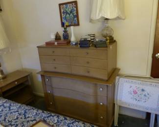 Vintage tall chest, lamp