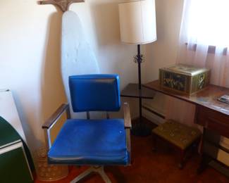 Floor lamp, vintage desk chair
