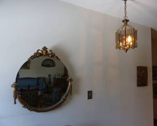 Decorative mirror, chandelier