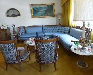 Vintage furniture & bric-a-brac, artwork & custom window treatments are also for sale.