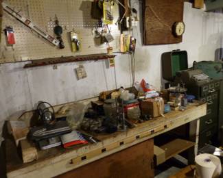 Loaded basement with tools, electronics, vintage cameras, tripods, projectors, vintage aircraft radio receiver and more!!