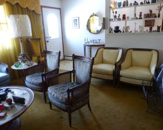 Vintage furniture & bric-a-brac, artwork & custom window treatments are also for sale.