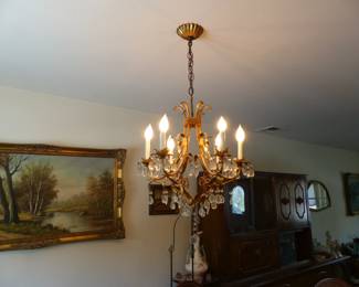 Chandelier, framed art