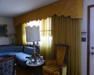 Vintage furniture & bric-a-brac, artwork & custom window treatments are also for sale.