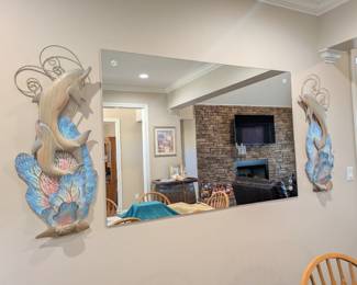 Pair of large dolphins wall art