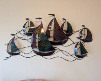 Sailing boats metal wall art