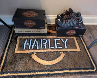 Harley rug and Harley Davidson shoes