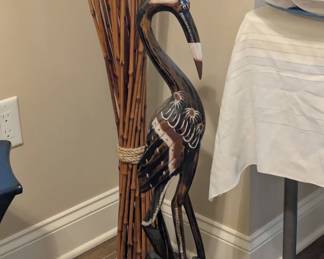 Large wood bird statue