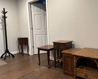 side tables, coat rack