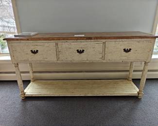 017	3 Drawer Painted Server w/ Wood Plank Top	72" x 20" x 36"