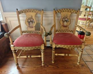 002	Painted Wood Arm Chairs	26" W x 23" D x 38" H