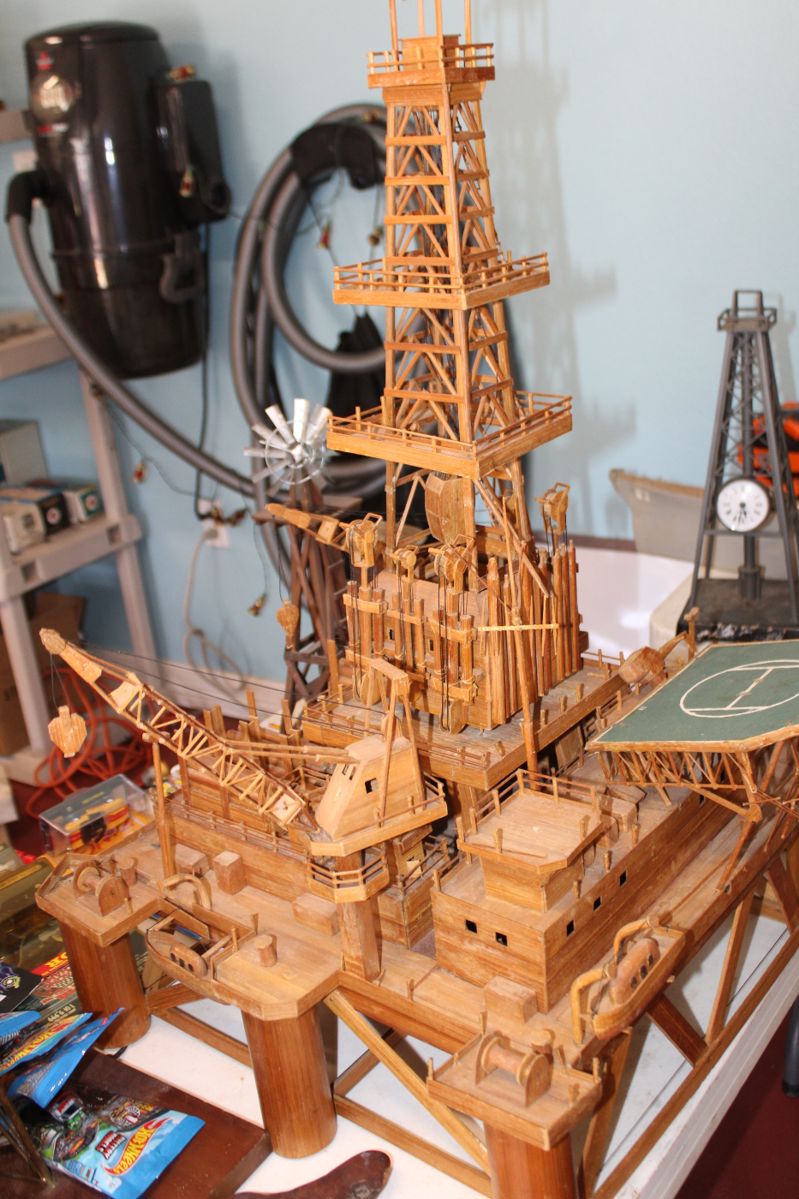 hand-made wood drilling platform