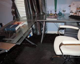 glass and steel desk