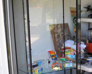 Matchbox display, three glass shelves