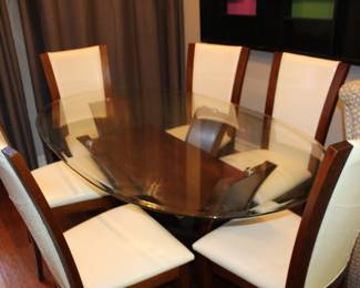 glass and wood dining table
